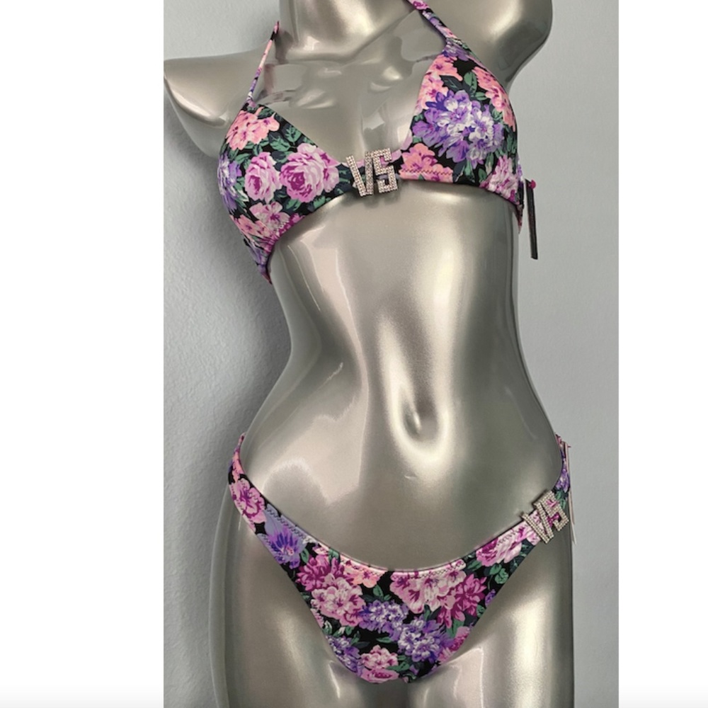 Victorias Secret Swim Bikini Set 2 Piece Triangle Top Brazilian Bottom Bling VS